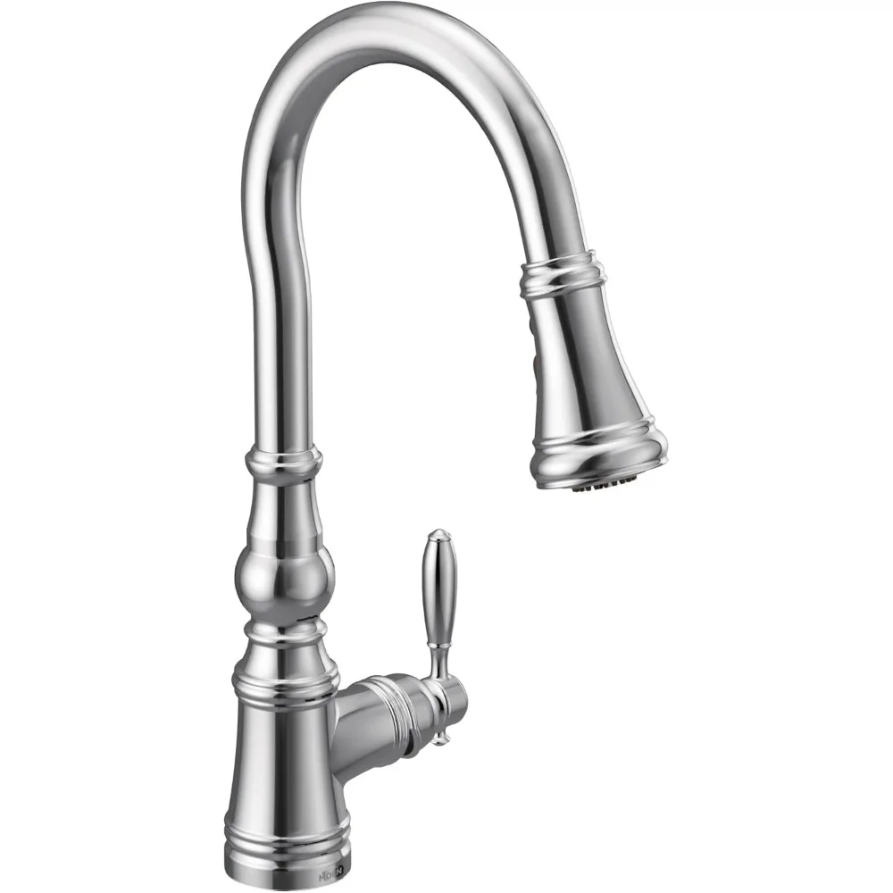 

Moen S73004 Weymouth Pull-Down Kitchen Faucet with Metal Wand and Power Boost, Chrome Finish