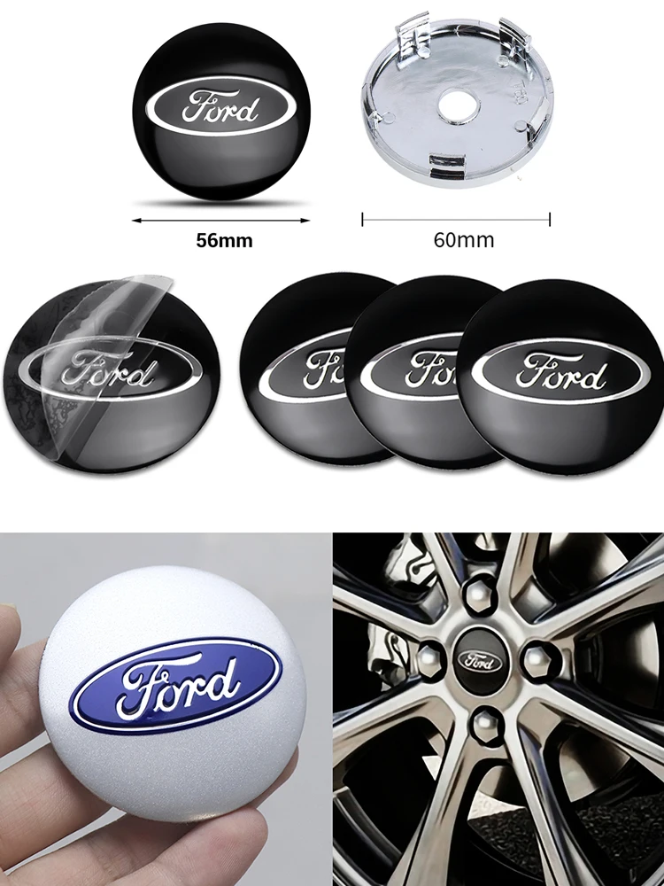 4Pcs 56/60MM Wheel Center Hub Cap Cover Sticker For Ford Focus Mk2 MK3 MK4 MK7 Fiesta Ranger Mustang Kuga Mondeo ST Line view 2