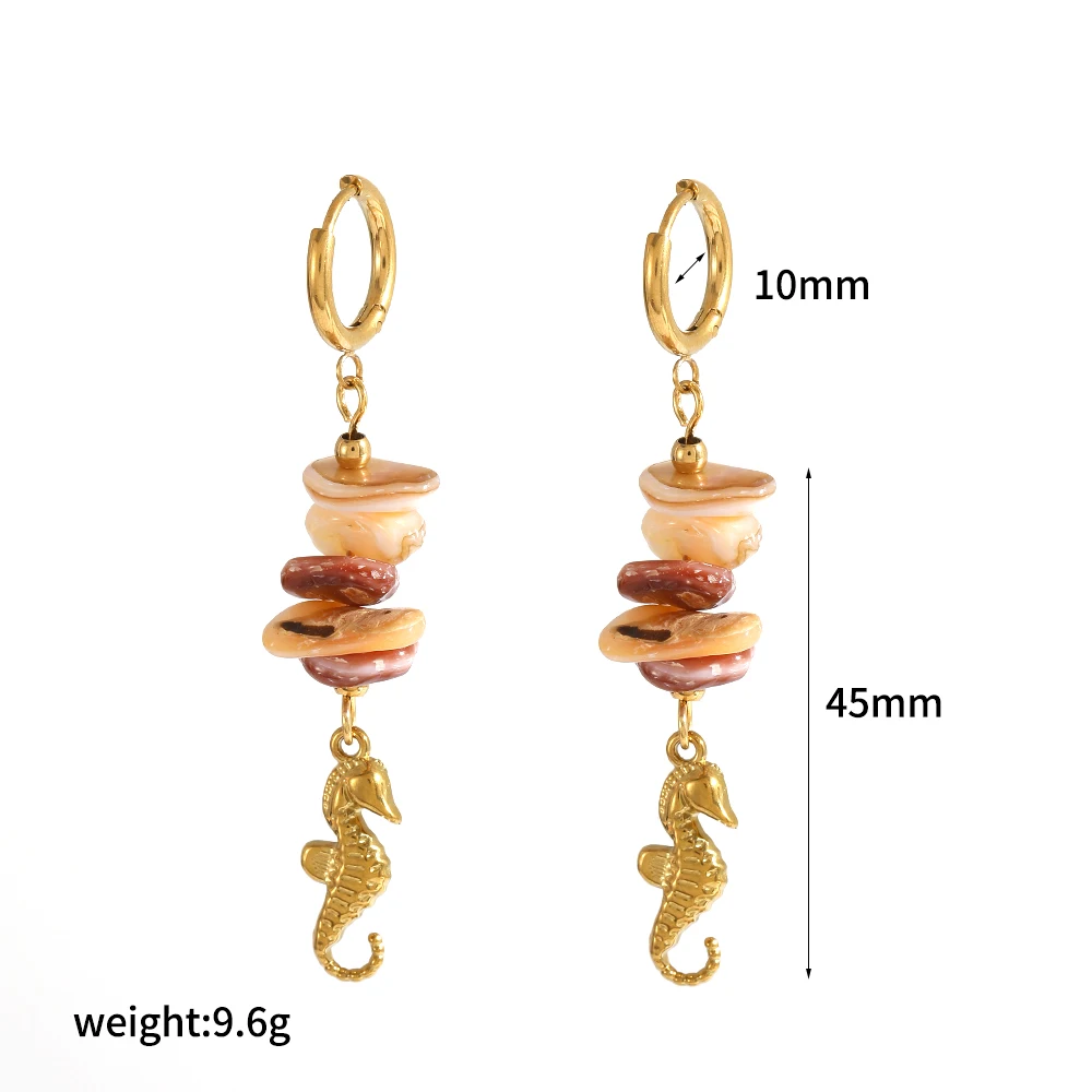 Trendige Ohrringe aus Edelstahl mit natürlichen, unregelmäßig geformten Steinen, ideal für den Sommer, rostfrei, als Schmuck für den täglichen Gebrauch. – Detail 8