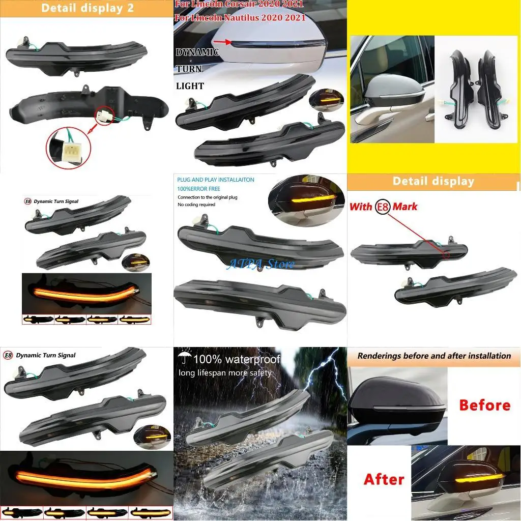 

U13C For Lincoln Dynamic Turn Lamp Side Wing Mirror Lamp 2x