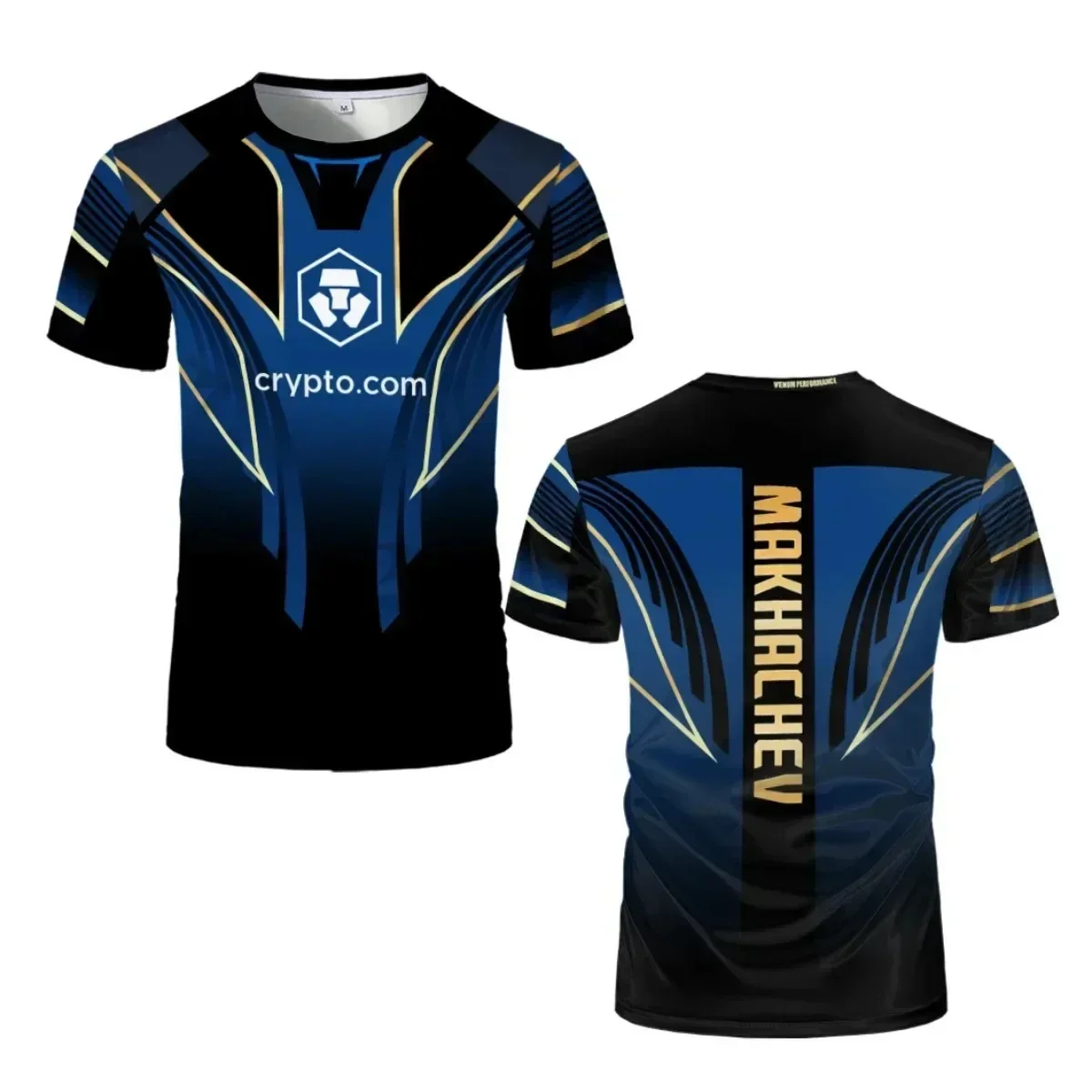 Herren-T-Shirt im Fight-Style, schwarz-gold, für MMA-Training, sportliches T-Shirt, ideal für den Sommer, schnelltrocknend, für Fitness und Boxen, 3D-Druck. – Detail 16
