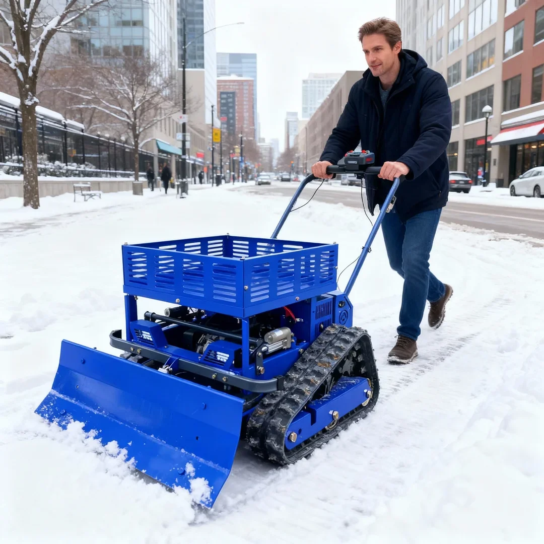 

Профессиональная многофункциональная газонокосилка на заказ — беспроводное дистанционное управление, с функцией снегоуборщика и полкой для хранения
