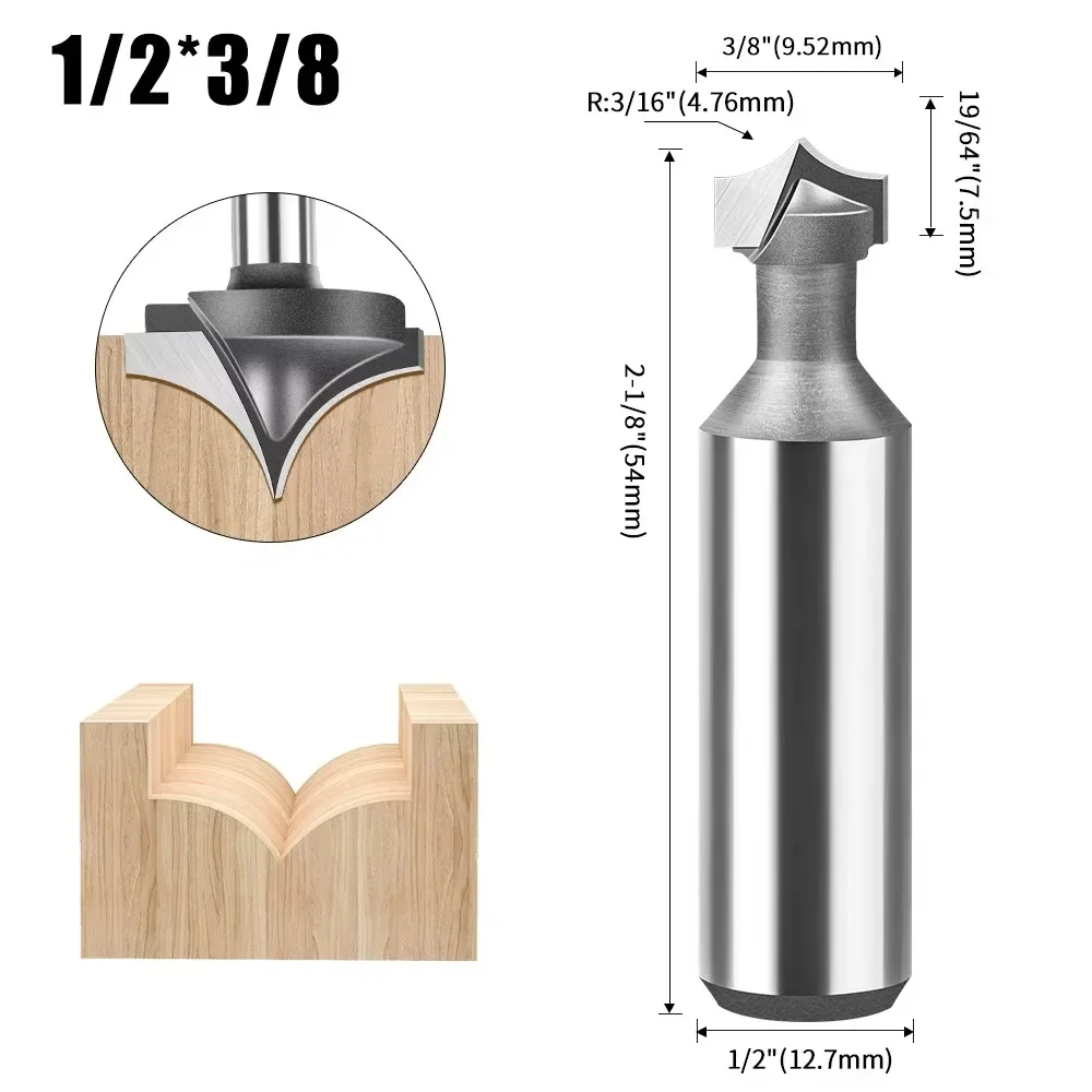 Cortador de caña de 1/2 "y 12,7 MM, brocas de enrutador de doble filo para tallado de madera, herramientas de grabado de carpintería de carburo de madera