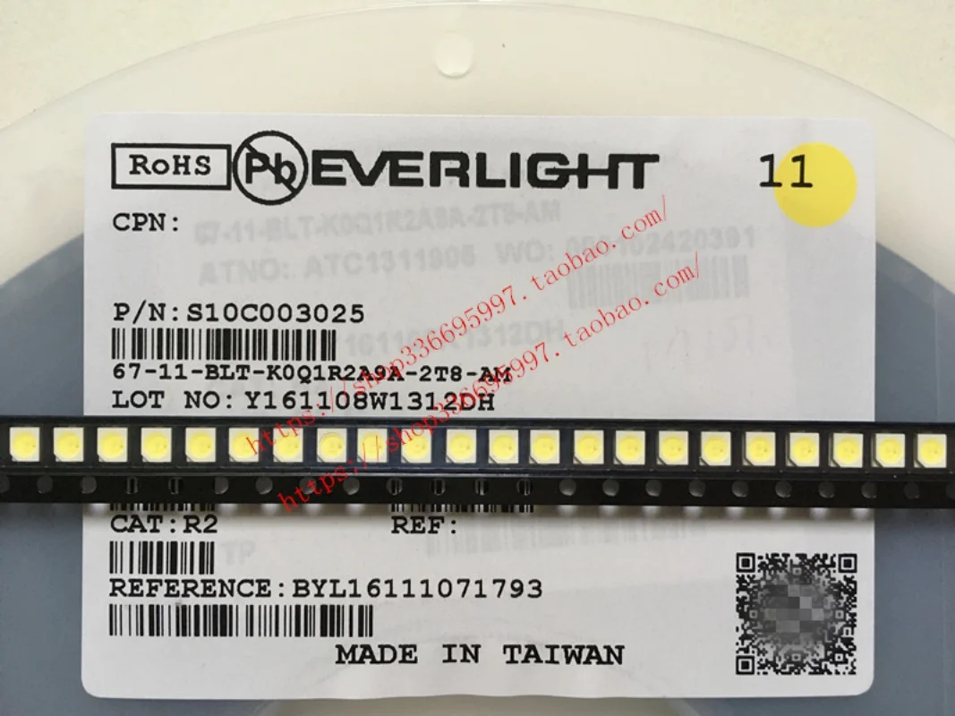 

100pcs/Yiguang 67-11-BLT-2T8-AM Patch 3528 Highlight Positive White Light LED Lamp Beads for Automotive Instruments