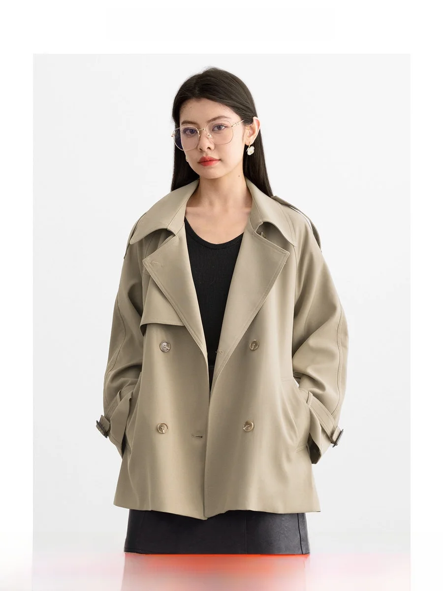 

ROCO2026 Spring New Classic Briti Retro Sle Midi Length Jaet Coat Ele Aosphere Small Size Big Coat Polyester Fiber