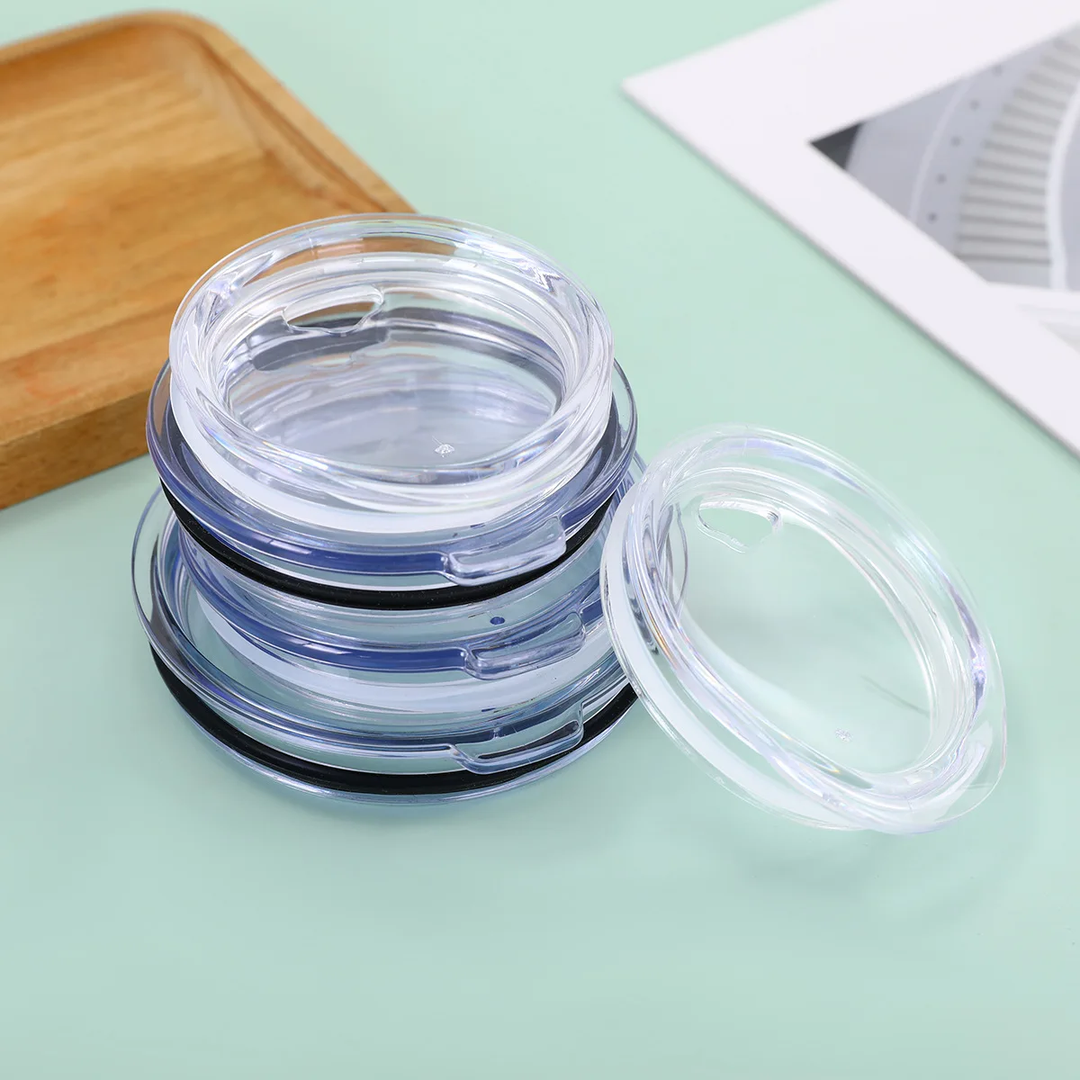Tapa plana Simple transparente creativa para taza de cerveza, tapa de sellado a prueba de fugas, tapa de Taza Termo portátil de gran capacidad, venta al por mayor