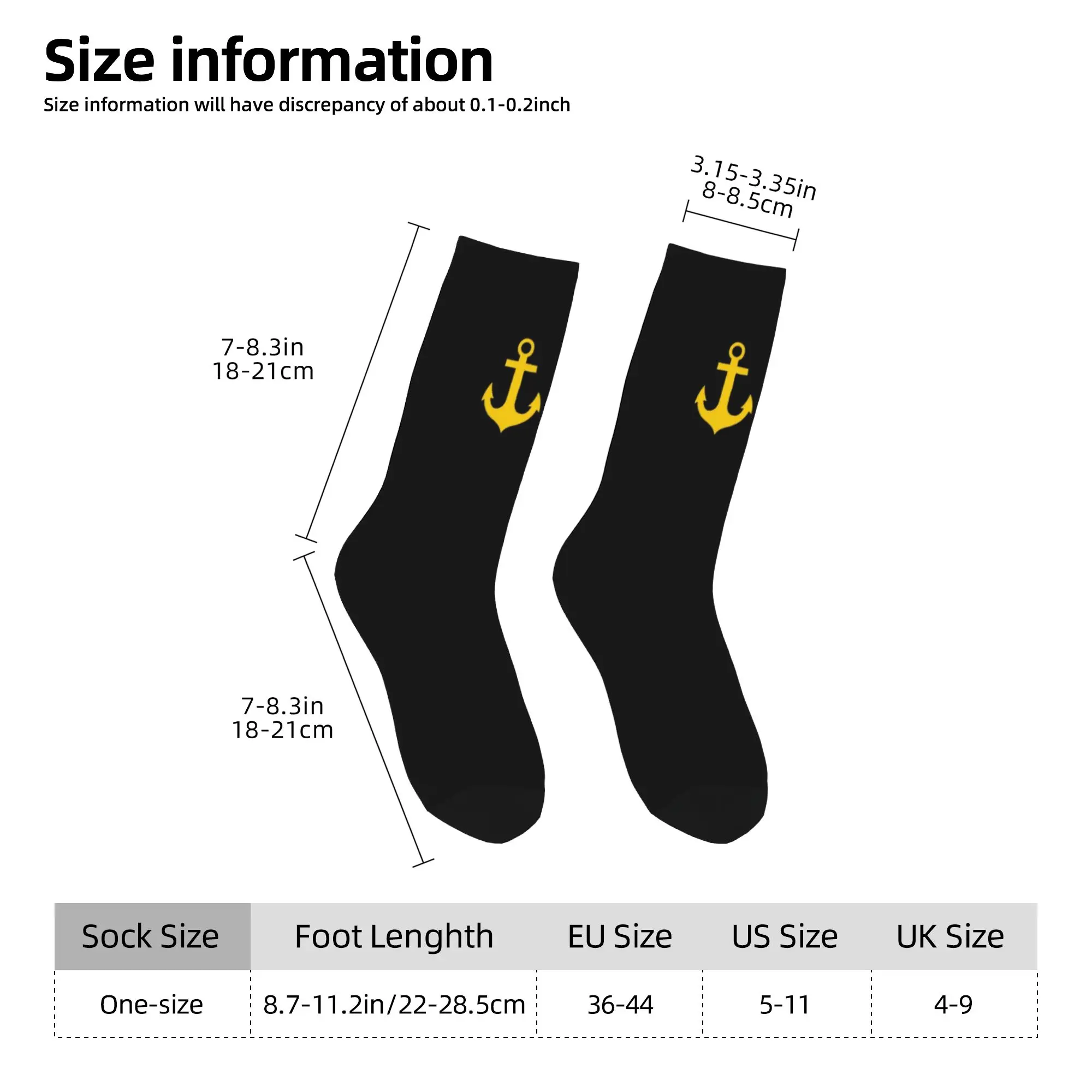 Custom Gold Anchor Logo Men Women Crew Socks Unisex Fashion 3D Print Sailor Nautical Adventure Dress Socks view 4