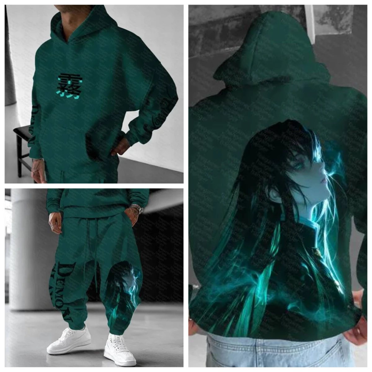 

Kimetsu No Yaiba Bandai Unisex Hoodie Cotton with Pockets Loose Fit for Outdoor Camping Shopping Travel Party Wear