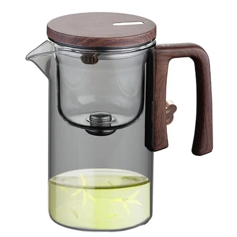 520/720ml Glass Teapot With Infuser Magnetic Suction Tea Infuser Pot Wooden Handle Tea Separation Filtering Glass Kettle