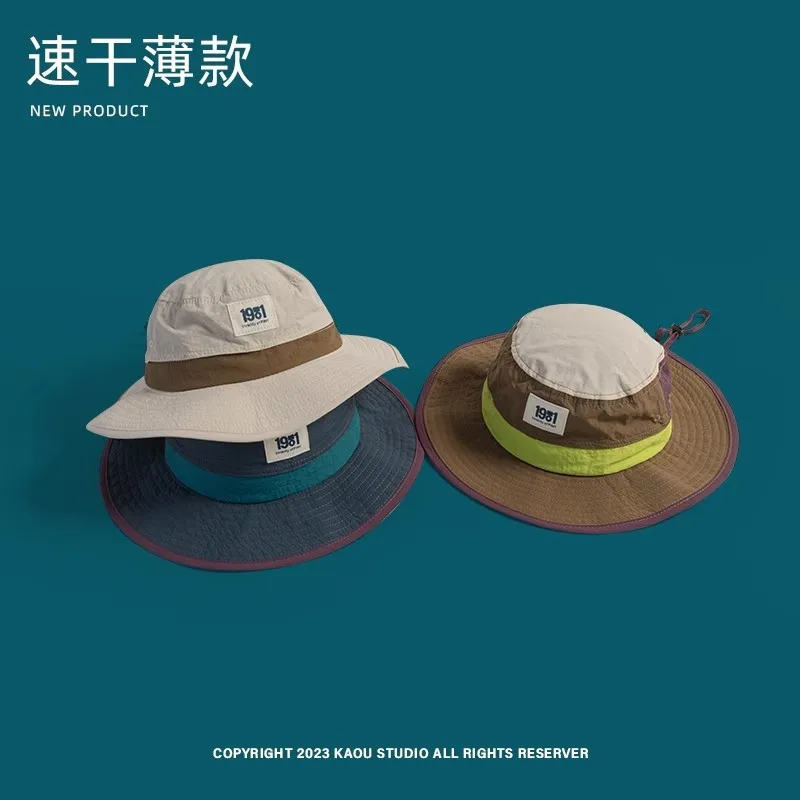 Retro Color Block Bucket Hat Family Pack, Quick-Dry Mesh Sun Hat Unisex for Adults Kids Hiking UPF 50+ Lightweight Breathable