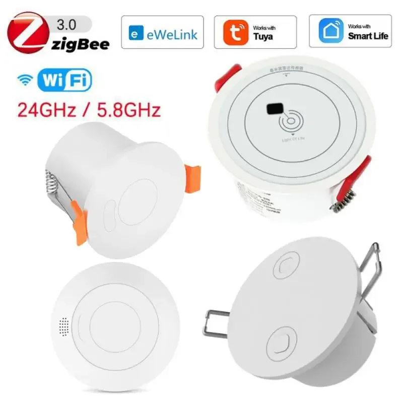 Zigbee WIFI MmWave Human Presence Detector 5.8/24G Smart Micro Motion Brightness Sensing Security Radar Tuya/eWelink PIR Sensor