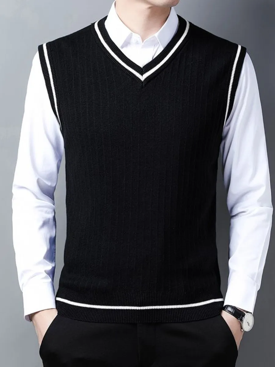 

Мужской трикотажный жилет из смесового хлопка с V-образным вырезом, базовый слой, весенний, городской стиль, стандартный крой
