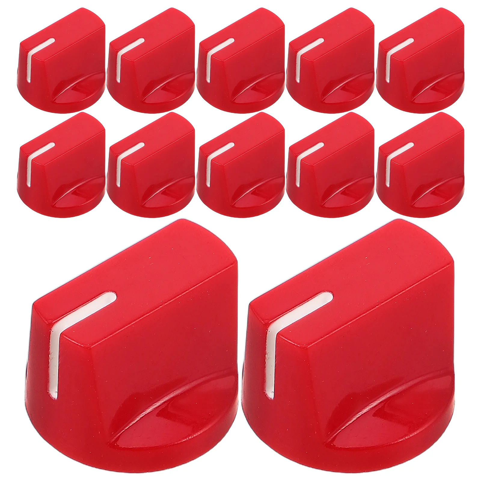 

12pcs Potentiometer Control Knobs 6.35Mm Round Hole 19X14Mm Red Volume Tone Knob Cap For Electric Guitar Bass Amplifier Audio