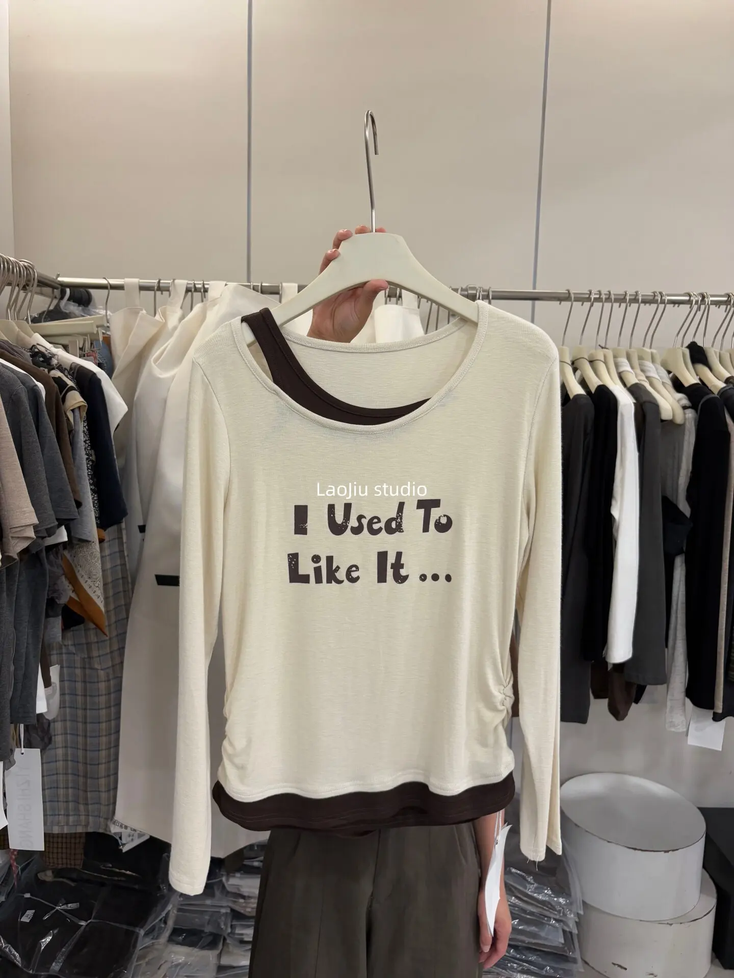 Korean Style Gentle Long Sleeve Letter Print T-Shirt Women's Fashionable Age-Defying Top Trendy Commute Style Autumn New Arrival