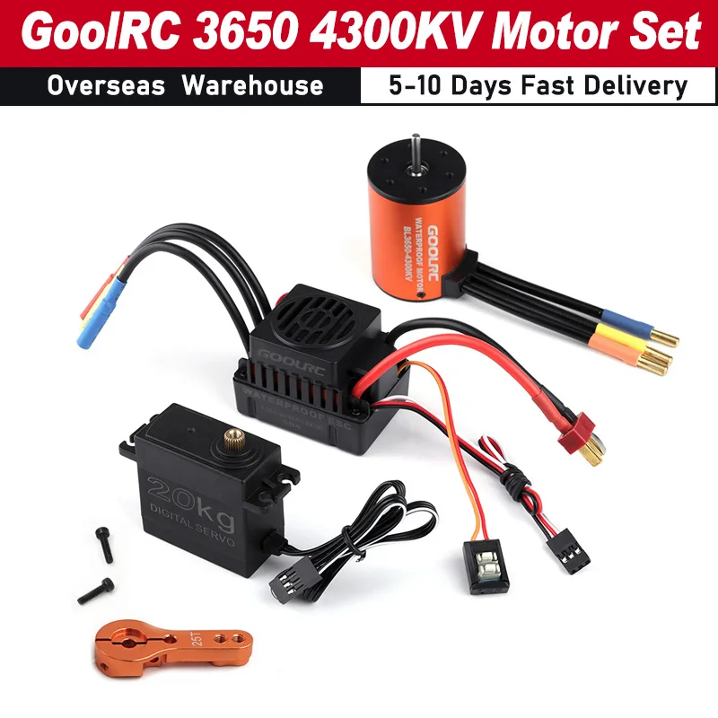 GoolRC Combo Set 3650 4300KV Motor 60 Brushless ESC 20kg Servo w/ 25T Servo Arm for 1/10 RC Car Truck Off-road 3650 4300K Motor