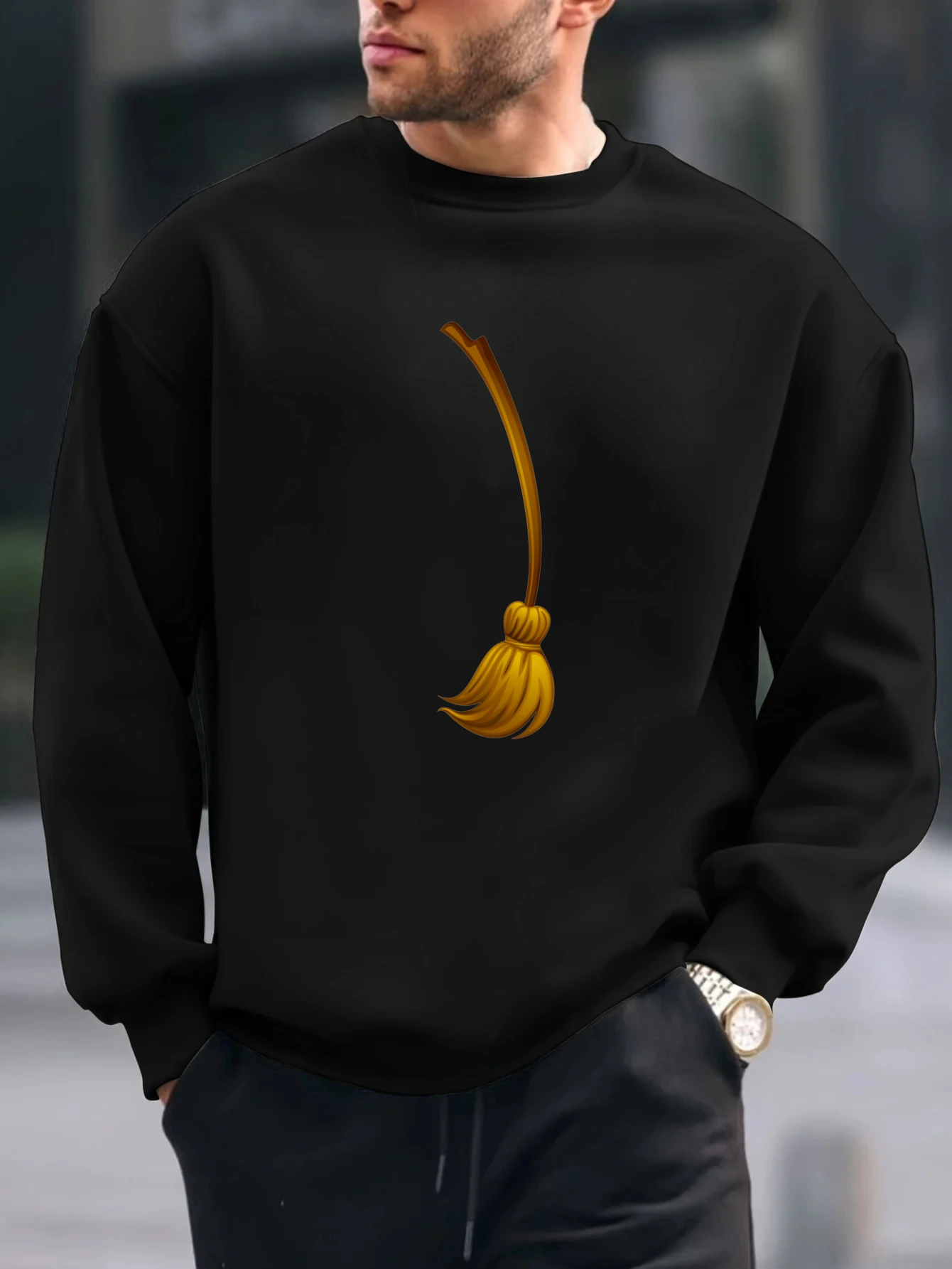 

2025 топы с принтом граффити Bent Broom, мужская толстовка с круглым вырезом, весенне-осенний повседневный пуловер с капюшоном для улицы, комплекты блузок