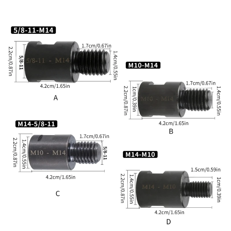 Attacco per smerigliatrice da 1 pezzo Filettatura maschio M14 a 10 adattatori filettatura femmina Perfetto per varie molature Progetto di attività di lucidatura