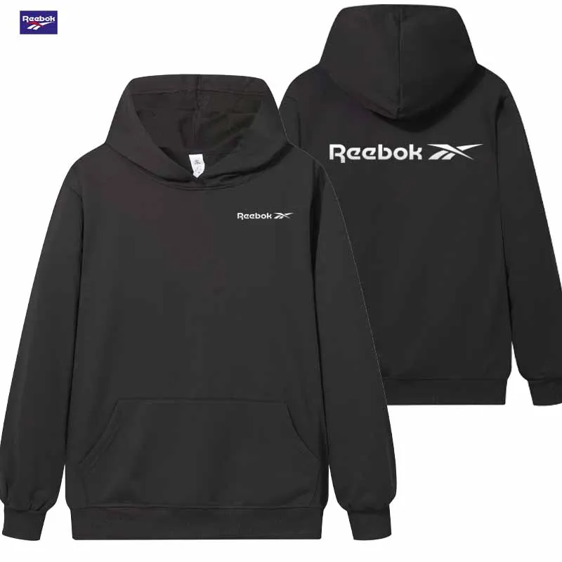 Camisetas con capucha de la marca Reebok para hombre y mujer, estilo deportivo de color liso, relajado, moderno y personalizado, 100%