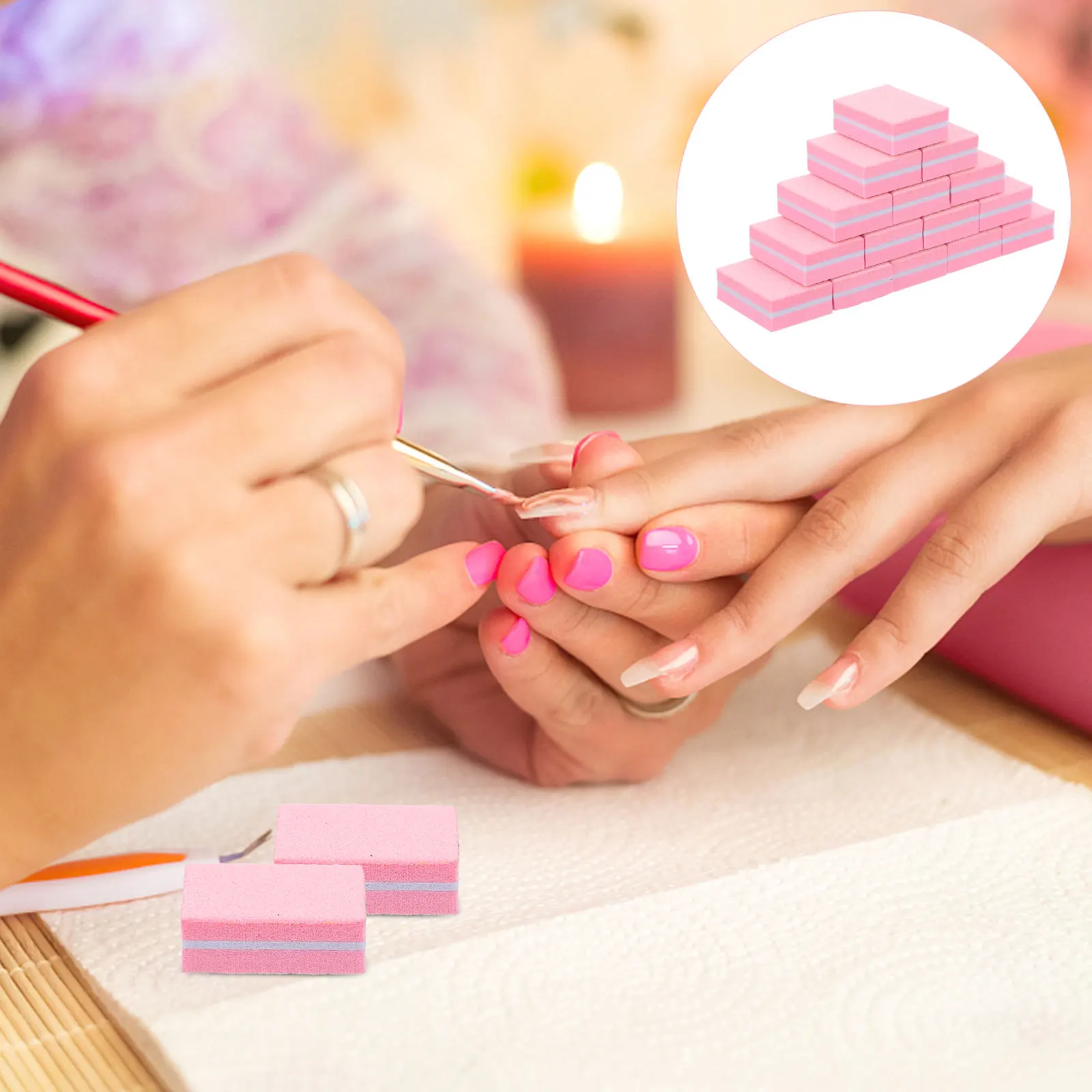 

50Pcs Dense Sanding Nail Sponge Buffer Block Filing Shaping Portable Manicure Pedicure Nail Art Tool Manicure Polishing Sponge