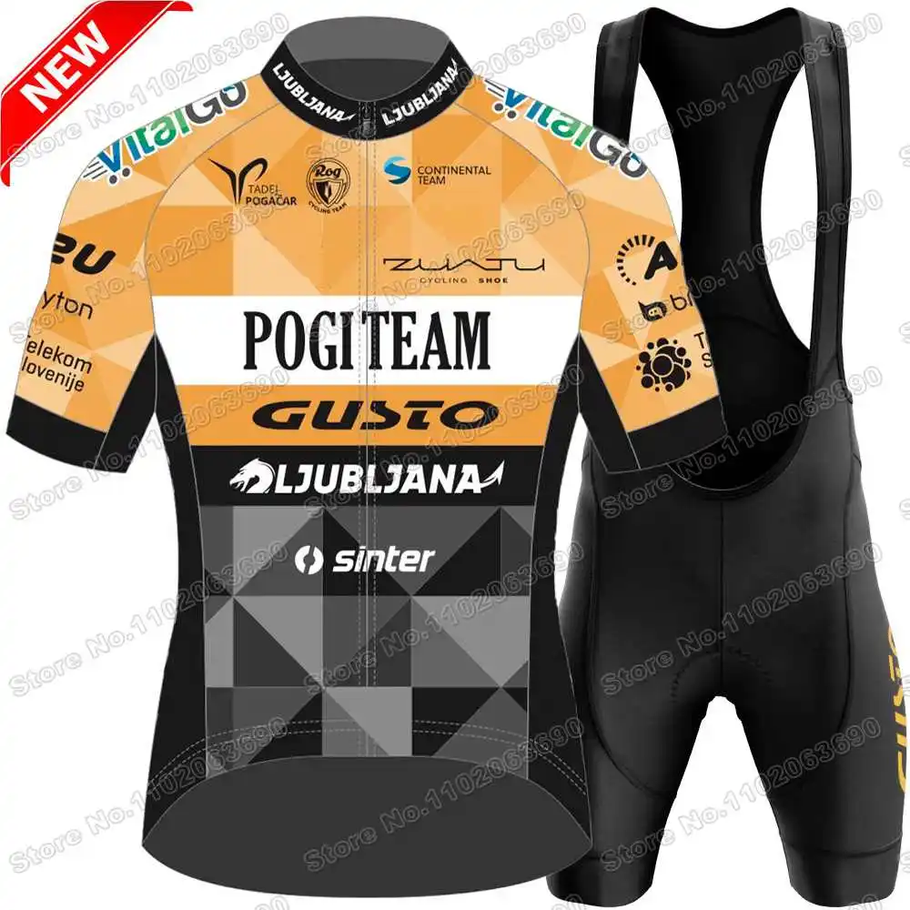 Maillot de Ciclismo Team Gusto Ljubljana 2025,Ropa de Ciclismo UAE Team Eslovenia Tadej Pogačar de verano para hombre,Conjunto de manga corta,Traje de camisa de bicicleta de carretera,Culotte Ciclismo MTB Maillot