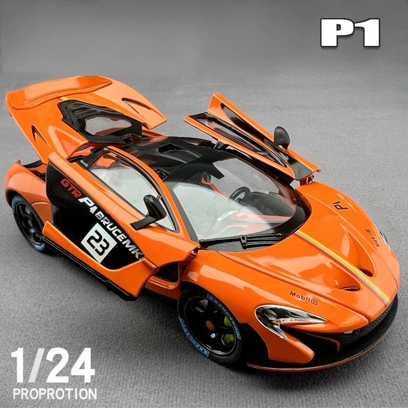 1:24 P1 GTR Alloy Sports Car Simulation Diecast Metal Alloy Model car Sound Light Pull Back Collection Kids Toy Gifts