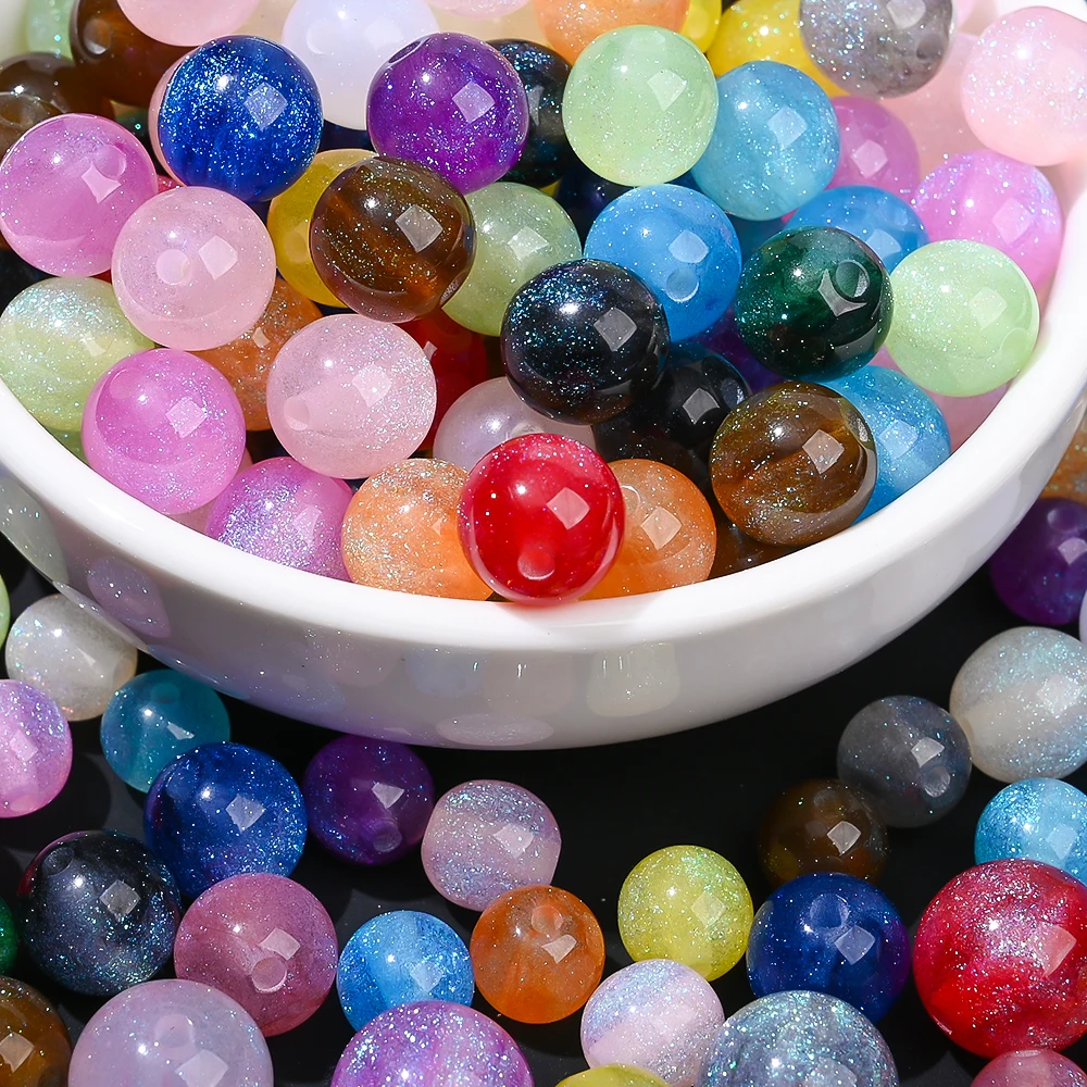 Mixed Glitter Resin Round Bead - Resin Art Necklace 评论和价格
