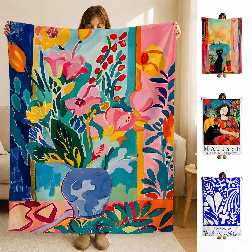 artist H-Henri M-Matisse Throw Soft Flannel Blanket for Bed Bedroom Sofa Picnic Throw Skin-friendly Breathable Gift Cover