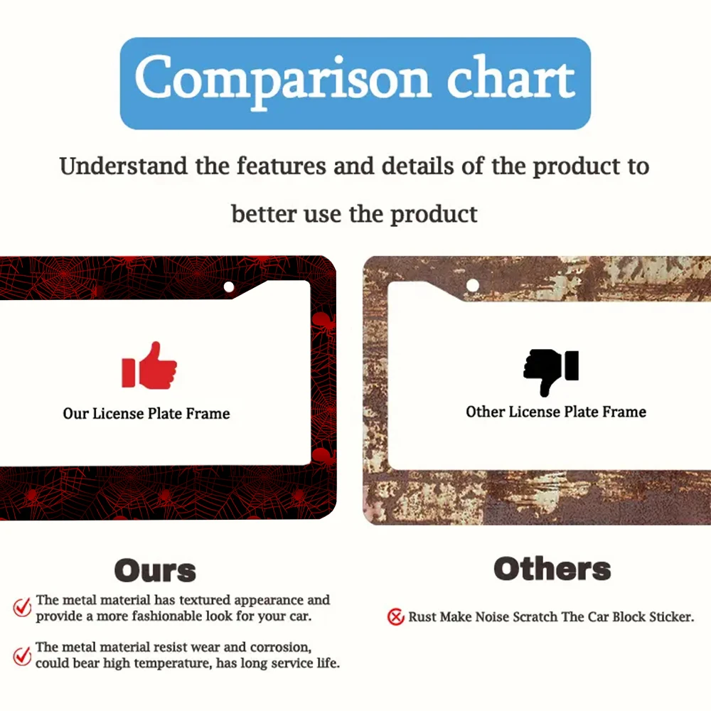 حامل لوحة ترخيص ويب العنكبوت الأحمر، حامل لوحة ترخيص رياضي غير لامع من الألومنيوم مناسب للمركبات الأمريكية مقاس 12 × 6 بوصة