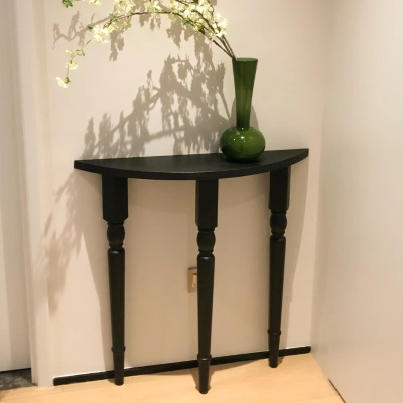 

‌Luxury Entryway Console, Solid Wood Demi-Lune Table, Slim Hallway Display Stand, Designer Narrow Accent Piece