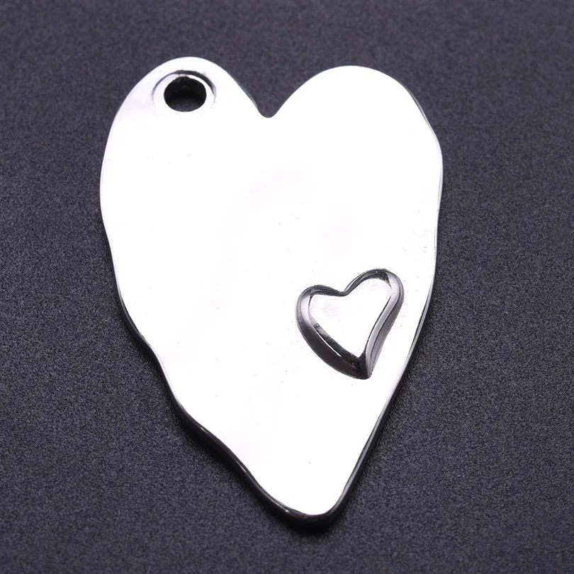 6pcs/Lot Classic Stainless Steel Heart Charms For Jewelry Making Bracelets Earring Necklace Pendant Love Material Girl Breloques