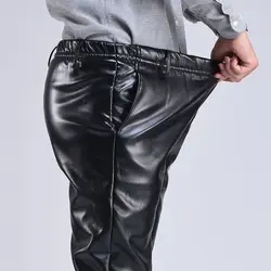 Spring Autumn Men Leather Pants   Smart Casual Male PU Faux Leather Trousers Plus Size Oversize