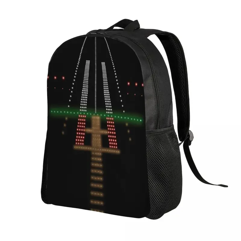 Personalized Airport Runway Lights At Night Backpacks Women Men Casual Bookbag for College School Air Traffic Controller Bags