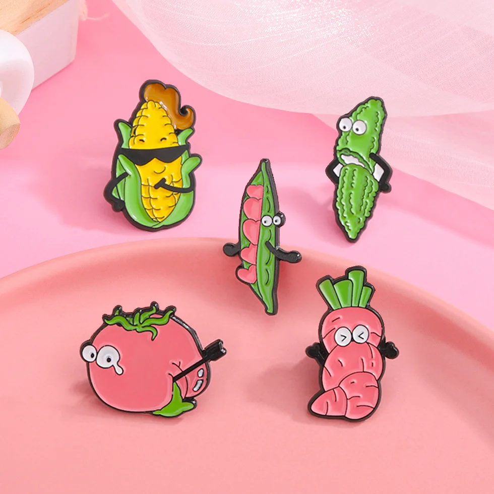 الإبداعية الخضار المينا بروش الذرة البطيخ المر الطماطم الجزرة البروكلي الباذنجان البطاطس الثوم لطيف شارة النبات الشرير دبابيس هدية #4