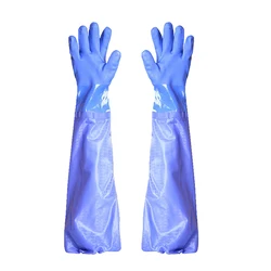 Long Waterproof Rubber Gloves PVC Waterproof Work Gloves Industrial Agriculture Fishing Long Sleeve PVC Resistant Gloves