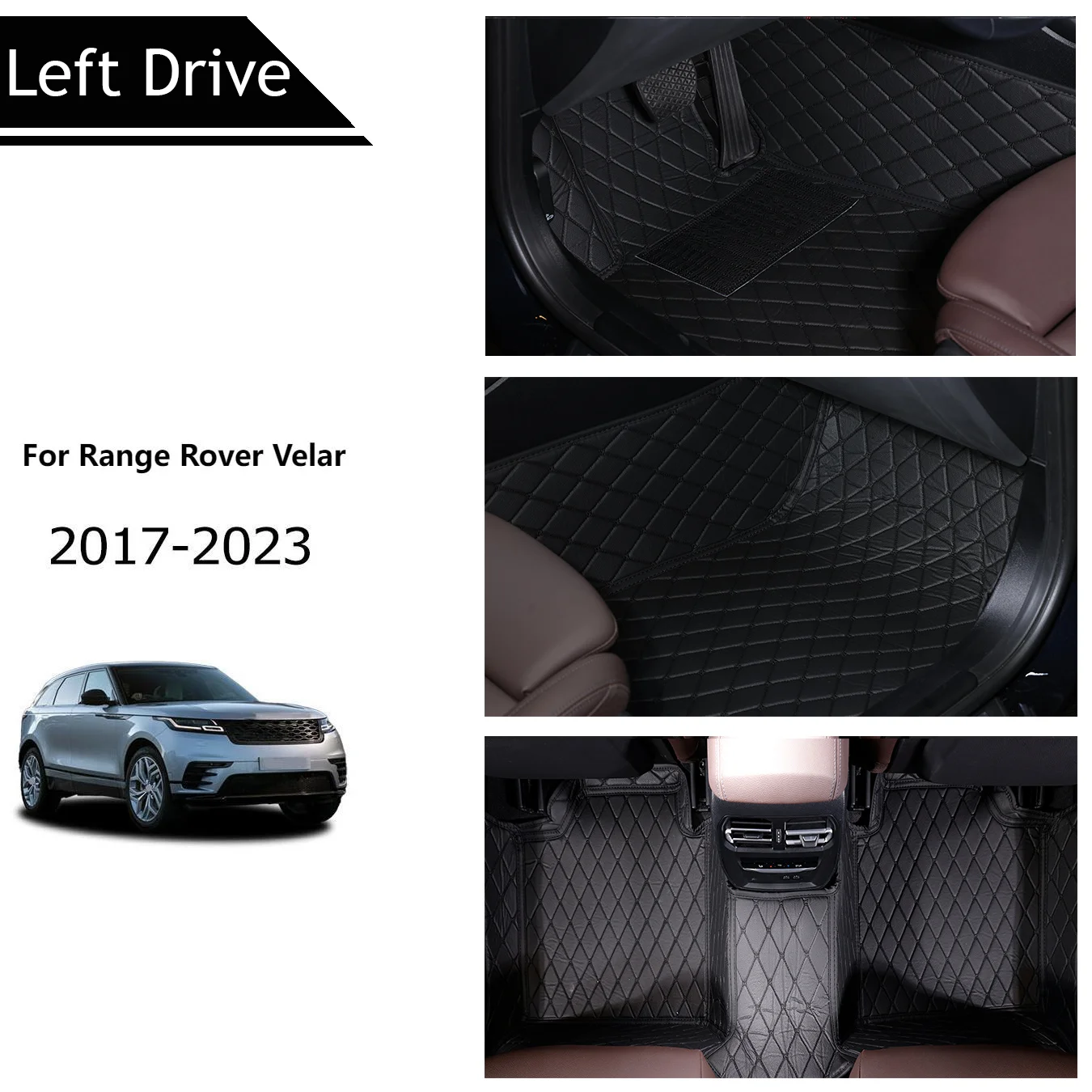 [LHD] For Land Rover For Range Rover Velar 2017-2023 Three Layer PU Leather Stereo Full Cover Anti-Slip Car Mat