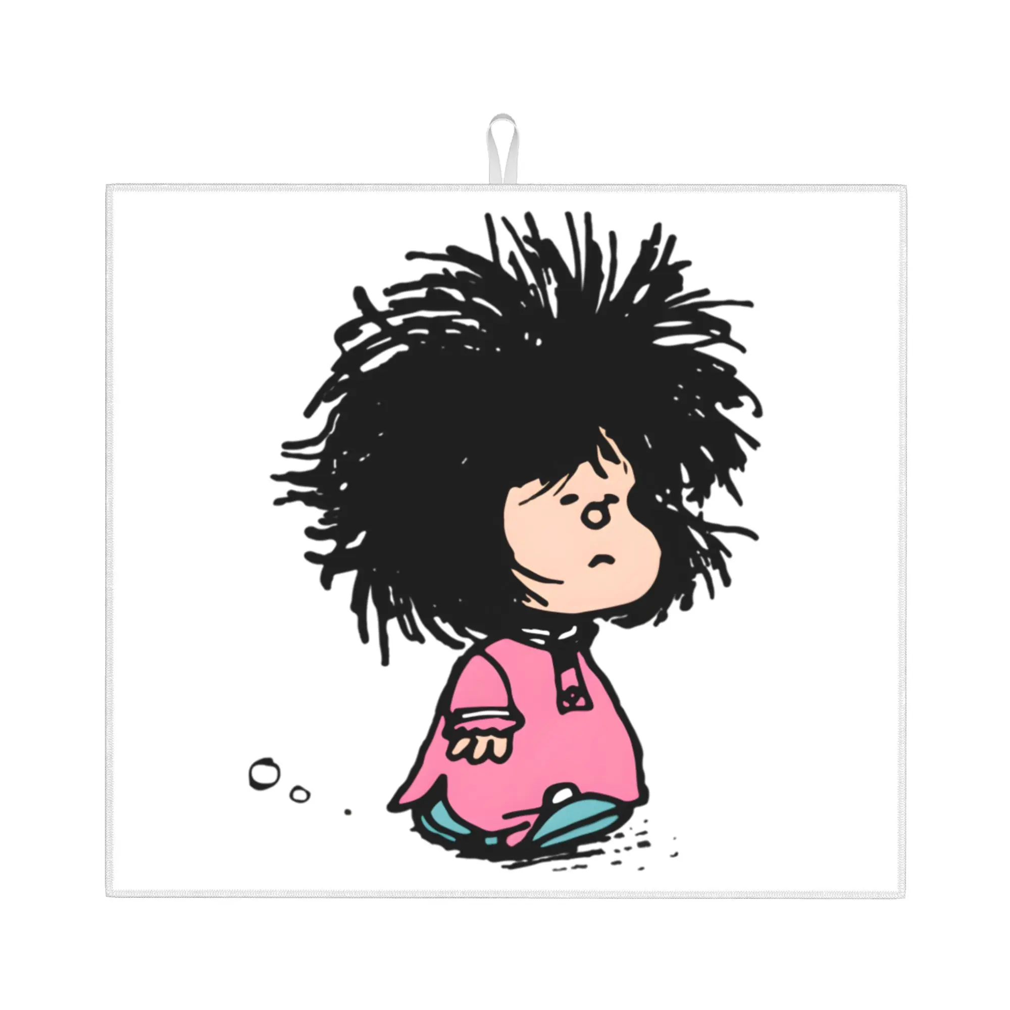 Drying Mat For Kitchen Humor Manga Mafalda Water Absorbent Waterproof Reusable Quino Argentina Kitchen Counter Protector Mat