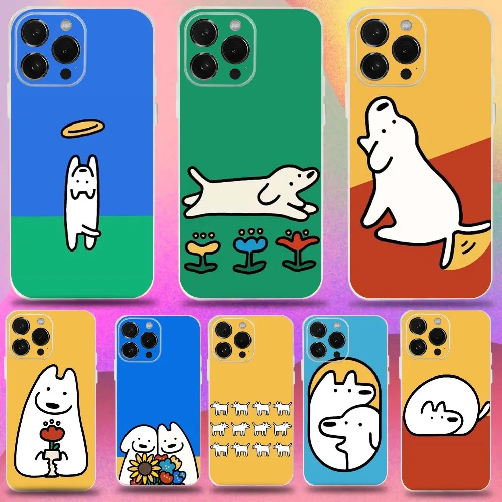 

Cute Cartoon Dog Animal Phone Case For iPhone 16,15,14,13,12,11 Pro,Max,Plus,X,XS,XR,SE,Mini Transparent Silicone Soft