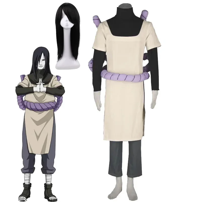 Anime Orochimaru Cosplay Costumes Halloween Ninja Performance Costume Wig