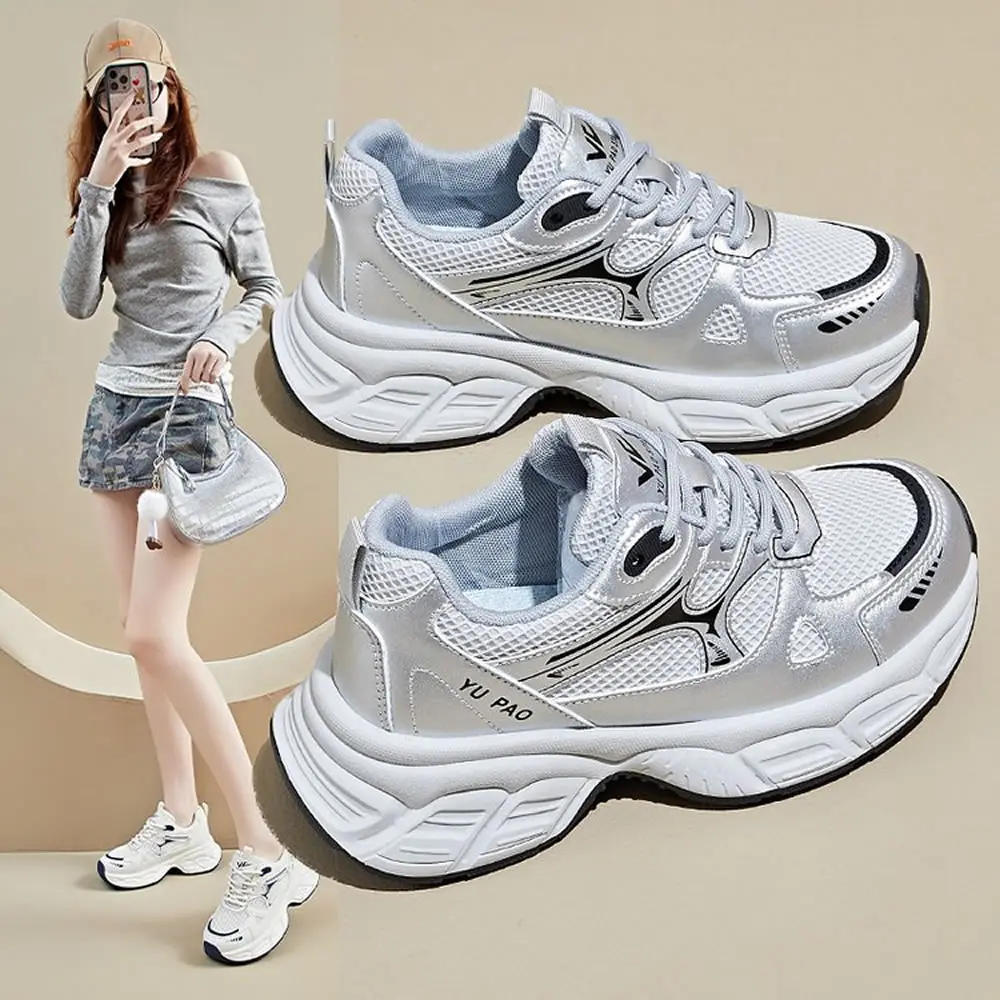 

Women's Dad Shoes Summer Breathable Mesh Thin Sole Sporty Casual Travel Friendly Thick Heel Comfortable Synthetic Upgraded