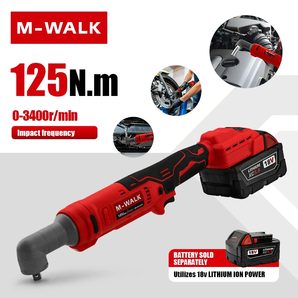 

M-WALK 3/8-Inch Aluminum Head Electric Ratchet Wrench Automotive Maintenance Tool 125 N.m Impact Disassembly Nut Wrench