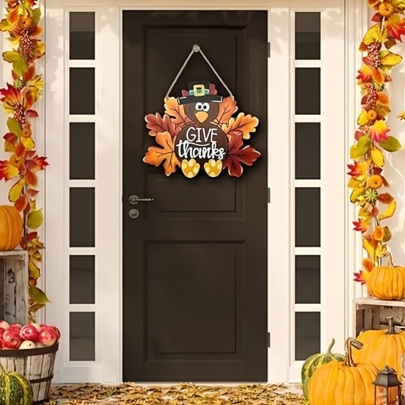 Deurhanger met koord Handgemaakte Thanksgiving Turkije Teken Muurhangende Hanger Binnen Buiten Seizoensdecoratie