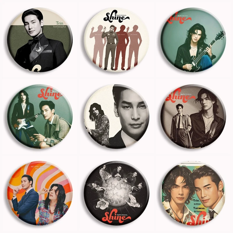 Shine The Series Soft Button Pin BL Tv Trin and Tanwa Brooches Badge Bag Decor Accessories Fans Collect Lover Gifts
