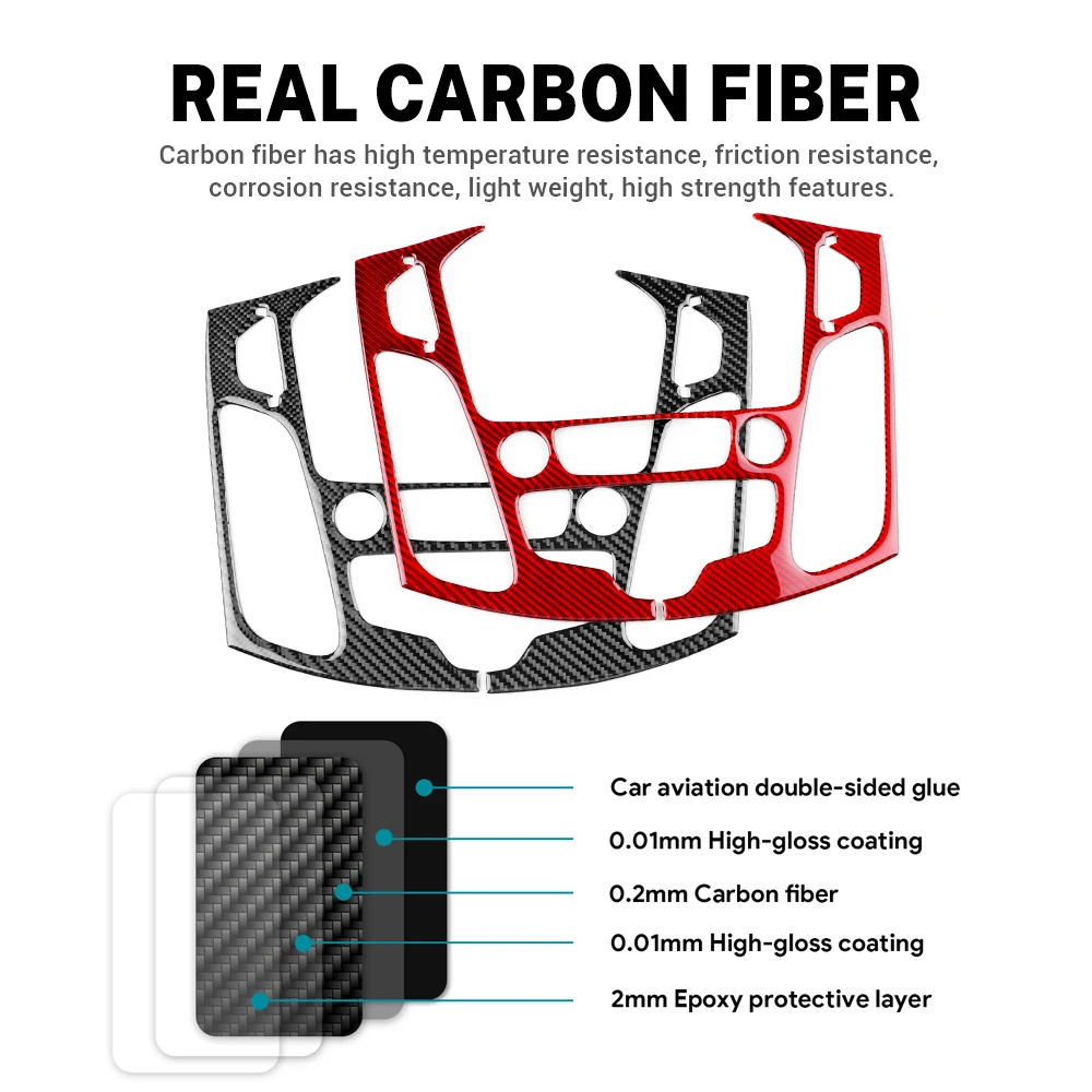 Real Soft Carbon Fiber Sticker For Ford Focus SE RS ST Ecoboost 2015 2016 2017 2018 LHD RHD Car Center Console Panel Accessories