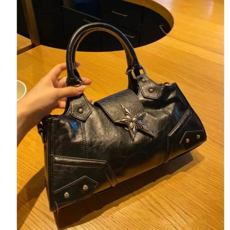 JIAERDI Y2k Grunge Hand Bag Women Punk  Gothic Star Leather Casual Black Handbag Female Harajuku Aesthetic Messenger Bag New