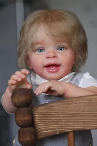 DLS – poupée bébé Reborn Yannik de 24 pouces, fourniture limitée personnalisée, avec cheveux enracinés à la main, poupée déjà finie avec robe différente