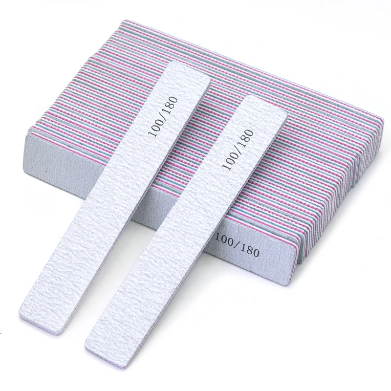 25/50 Stuks Grijs Nagelvijlen 100 180 Grit Vierkante Halfmoon Sterk Schuurpapier Nagelbenodigdheden Voor Professionele Manicure Accessoires gereedschap