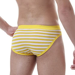 Cuecas listradas homens sexy respirável algodão bolsa roupa interior bikini cintura média cuecas de natação sono bottoms troncos