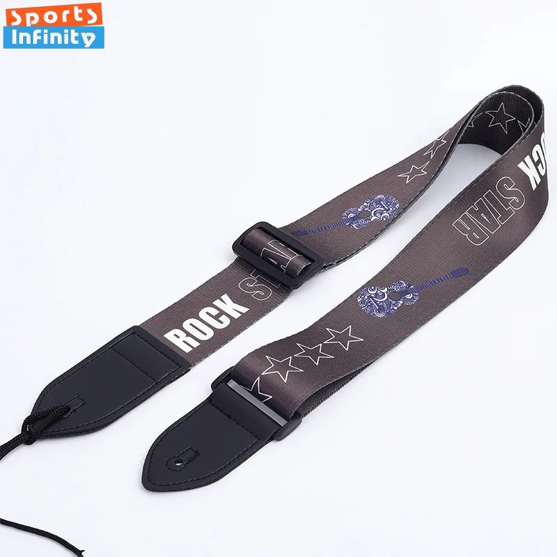 1pc Acoustic Guitar Strap Folk Wood Electric Guitar Bass Ukulele Shoulder Strap Personalized Print UK Strap Guitar Accessories