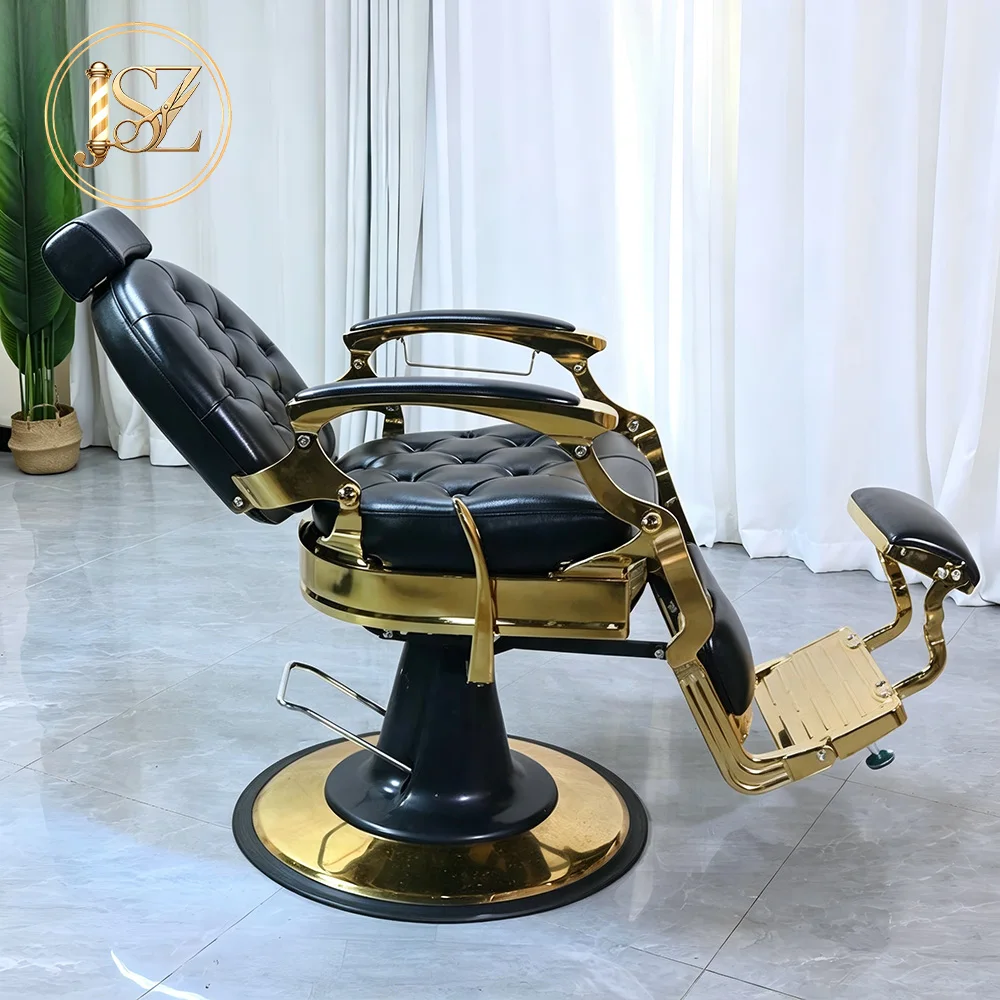Poltrona da Barbiere Vintage Premium Reclinabile, Design Moderno Retrò, Arredamento di Lusso per Barbiere, Attrezzatura Professionale per Salone