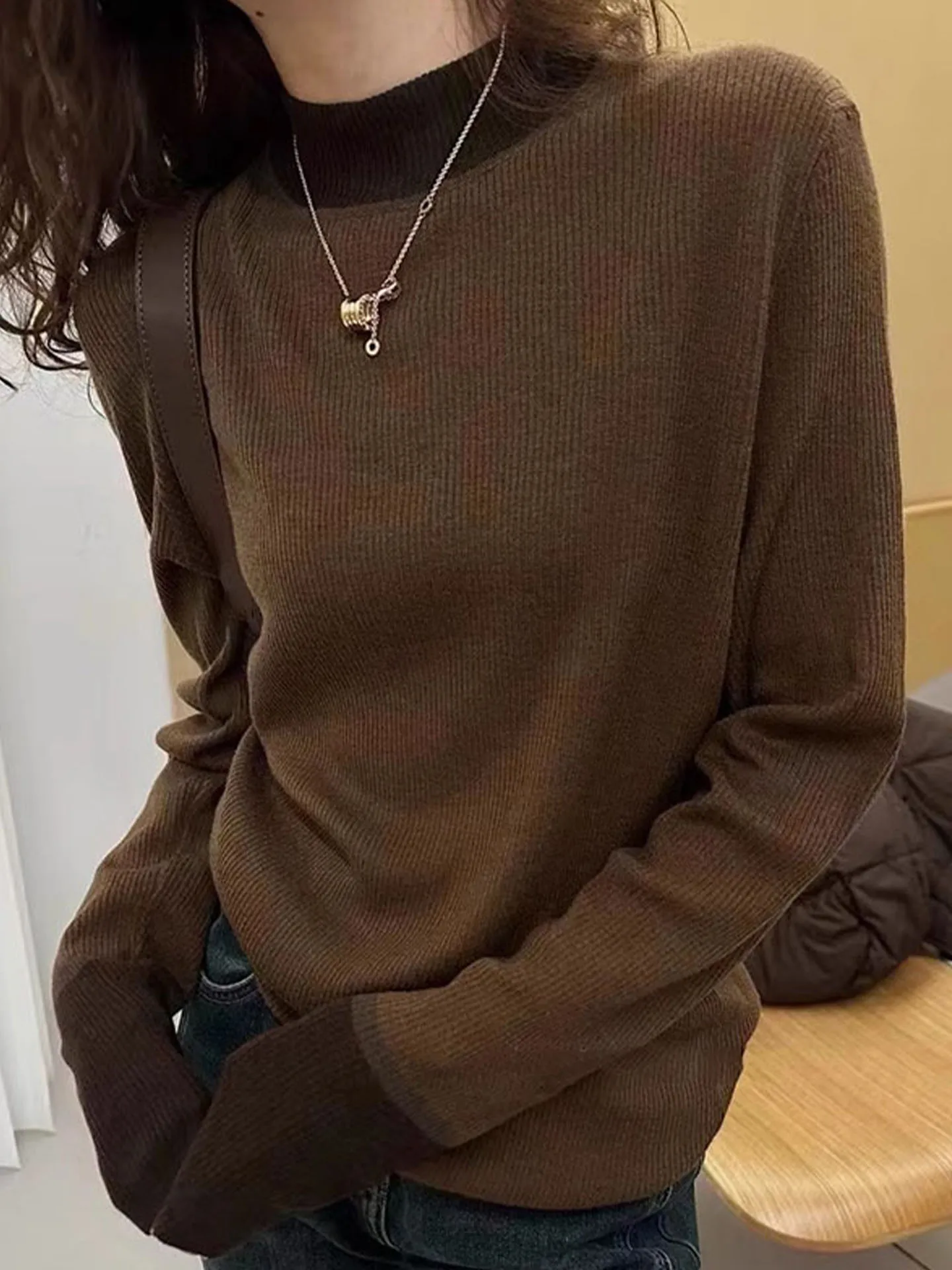 Design Sensation Color Blo Camere Knitwear Long Sve Crew Ne Pullover Wool Sweater Casual Autumn European Sle Base ...